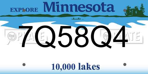 7Q58Q4 Minnesota License Plate