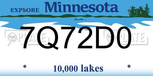 7Q72D0 Minnesota License Plate