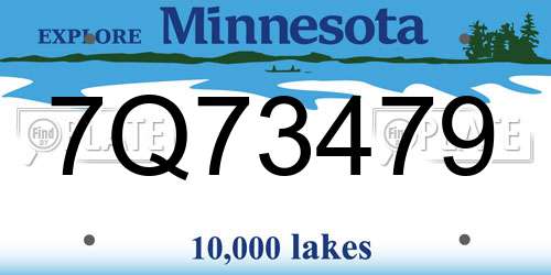 7Q73479 Minnesota License Plate