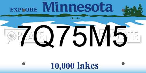 7Q75M5 Minnesota License Plate