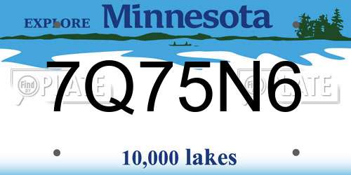 7Q75N6 Minnesota License Plate