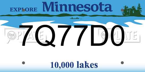 7Q77D0 Minnesota License Plate