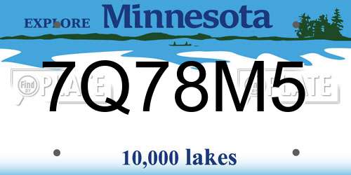 7Q78M5 Minnesota License Plate