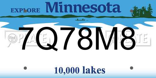 7Q78M8 Minnesota License Plate