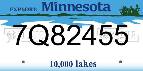 7Q82455 Minnesota License Plate