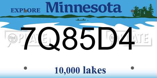 7Q85D4 Minnesota License Plate