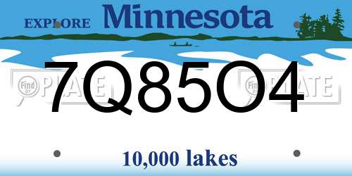 7Q85O4 Minnesota License Plate