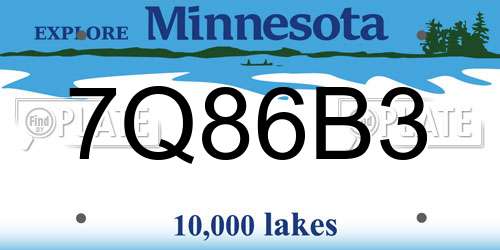 7Q86B3 Minnesota License Plate