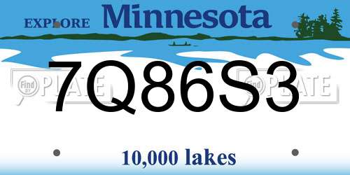 7Q86S3 Minnesota License Plate