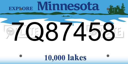 7Q87458 Minnesota License Plate