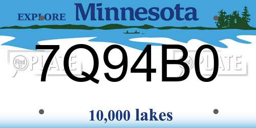 7Q94B0 Minnesota License Plate