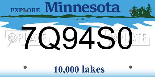 7Q94S0 Minnesota License Plate
