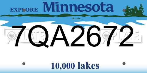 7QA2672 Minnesota License Plate