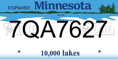 7QA7627 Minnesota License Plate