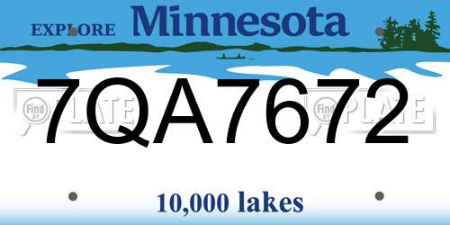 7QA7672 Minnesota License Plate