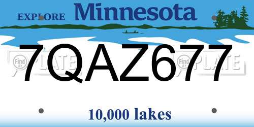 7QAZ677 Minnesota License Plate