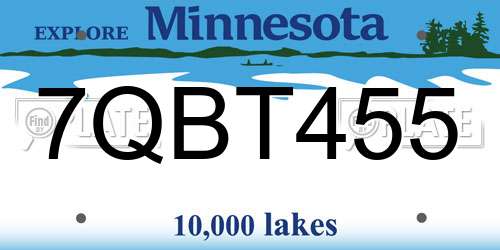 7QBT455 Minnesota License Plate