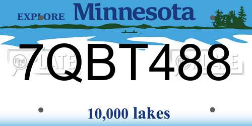 7QBT488 Minnesota License Plate
