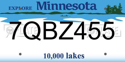 7QBZ455 Minnesota License Plate