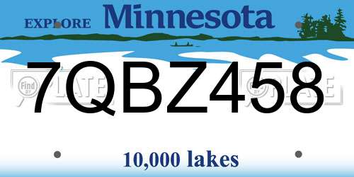 7QBZ458 Minnesota License Plate