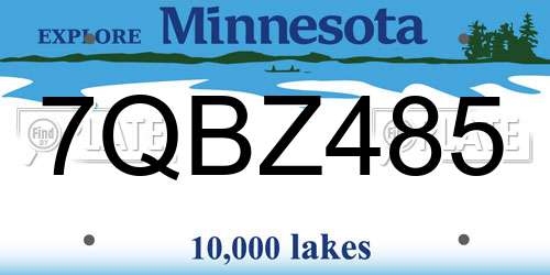 7QBZ485 Minnesota License Plate
