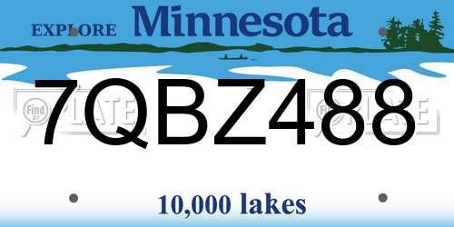 7QBZ488 Minnesota License Plate