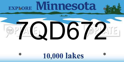 7QD672 Minnesota License Plate