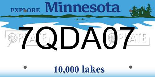 7QDA07 Minnesota License Plate