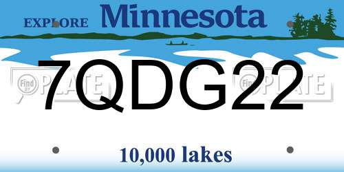 7QDG22 Minnesota License Plate