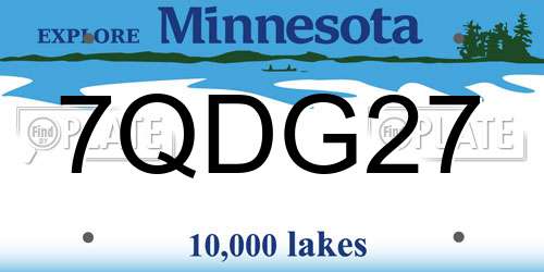 7QDG27 Minnesota License Plate
