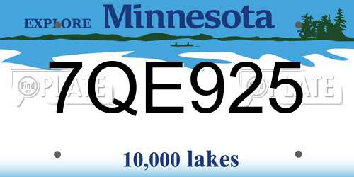 7QE925 Minnesota License Plate