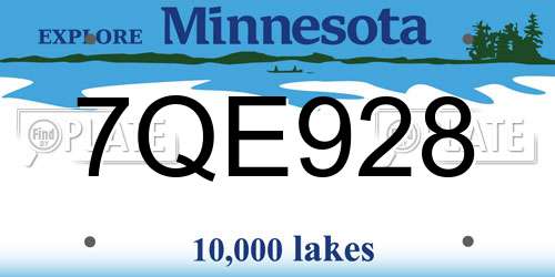 7QE928 Minnesota License Plate