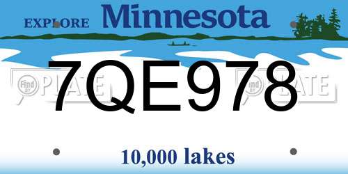 7QE978 Minnesota License Plate