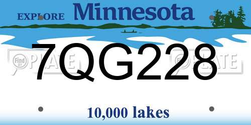 7QG228 Minnesota License Plate