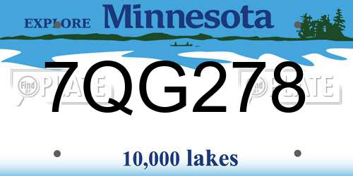 7QG278 Minnesota License Plate