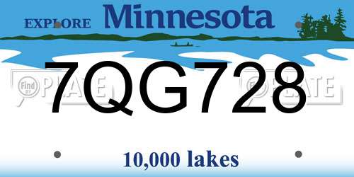 7QG728 Minnesota License Plate