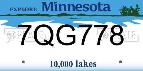 7QG778 Minnesota License Plate