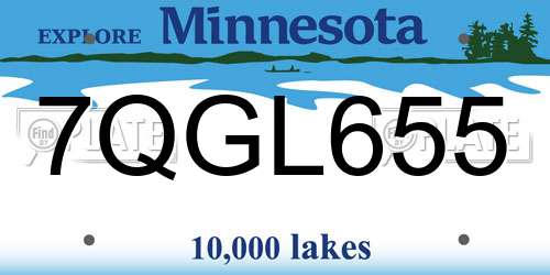 7QGL655 Minnesota License Plate