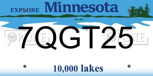 7QGT25 Minnesota License Plate