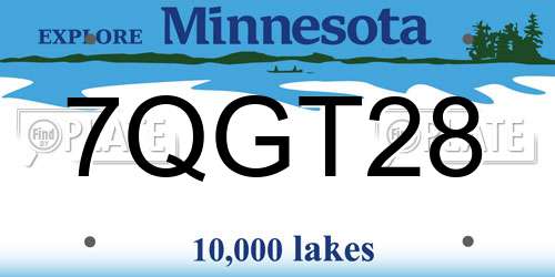 7QGT28 Minnesota License Plate