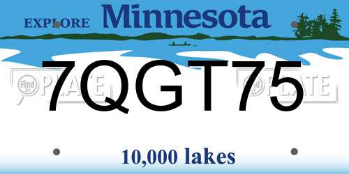 7QGT75 Minnesota License Plate