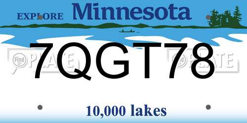 7QGT78 Minnesota License Plate