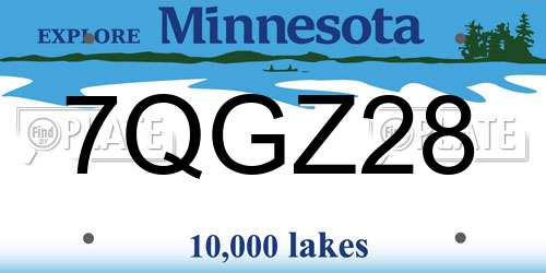 7QGZ28 Minnesota License Plate