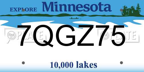 7QGZ75 Minnesota License Plate