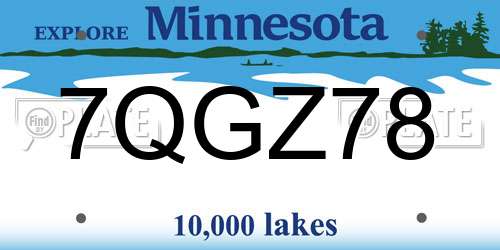 7QGZ78 Minnesota License Plate