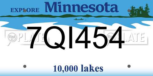 7QI454 Minnesota License Plate