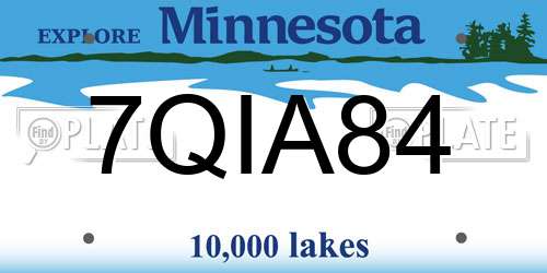 7QIA84 Minnesota License Plate