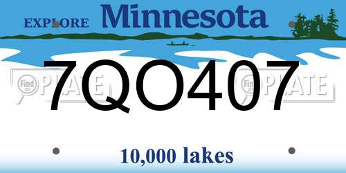7QO407 Minnesota License Plate