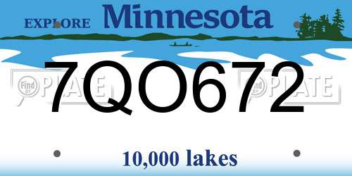 7QO672 Minnesota License Plate