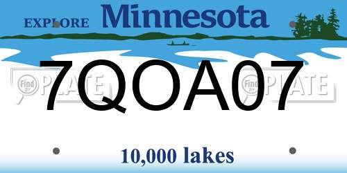 7QOA07 Minnesota License Plate